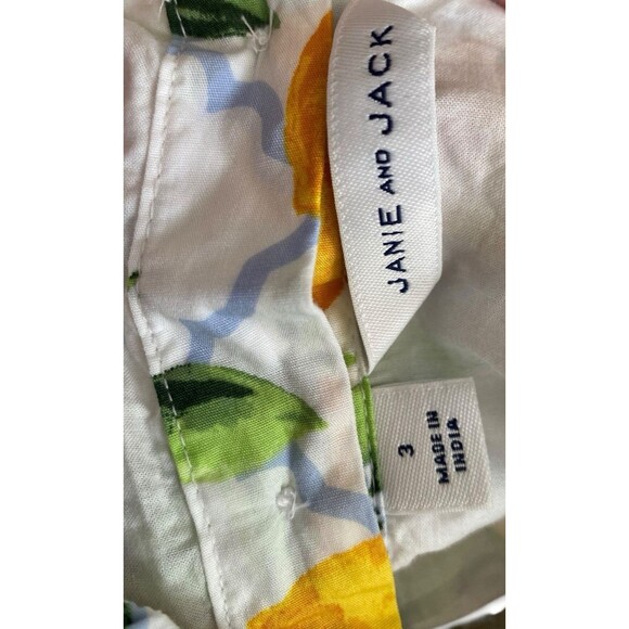 Janie and Jack Primrose Puff Sleeve Lemon Print Cotton Dress Size 3 Girls - Picture 6 of 9